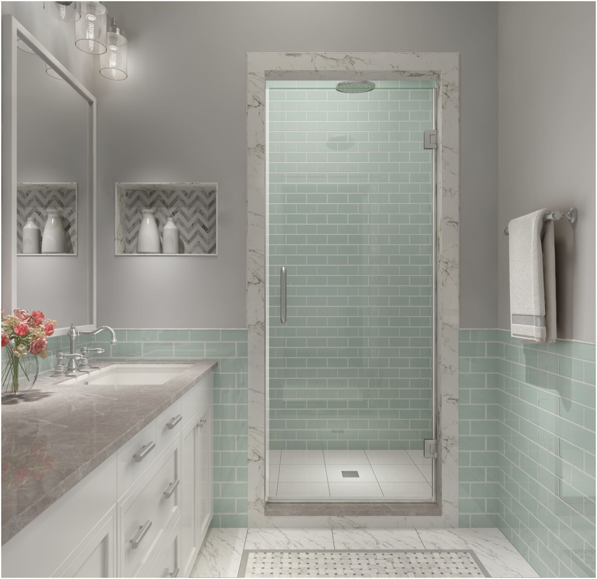 Kinkade XL 80" Stainless Steel Frameless Hinged Shower Door