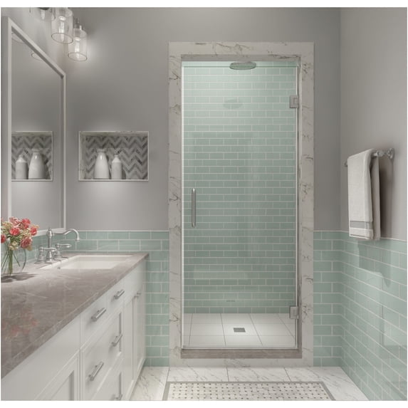 Aston SDR997EZ-SS-32580 Kinkade Xl 80" High X 32-1/2" Wide Hinged Frameless Shower Door -