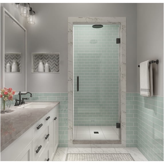 Aston SDR997EZ-MB-35580 Kinkade Xl 80" High X 35-1/2" Wide Hinged Frameless Shower Door -