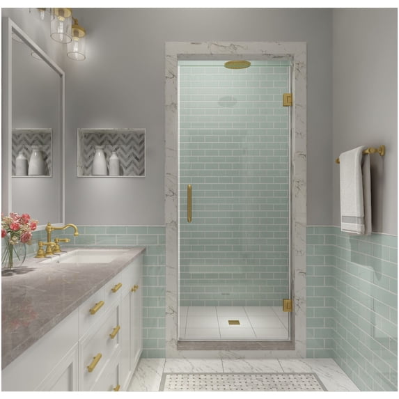 Aston SDR997EZ-BG-3780 Kinkade Xl 80" High X 37" Wide Hinged Frameless Shower Door - Gold