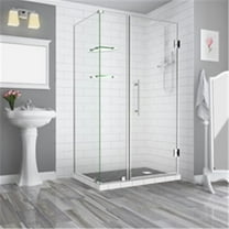 Aston SEN962EZ-SS-522238-10 72 x 52 x 38.38 in. Bromley GS Frameless Corner Hinged Shower Enclosure with Glass Shelves, Stainless Steel