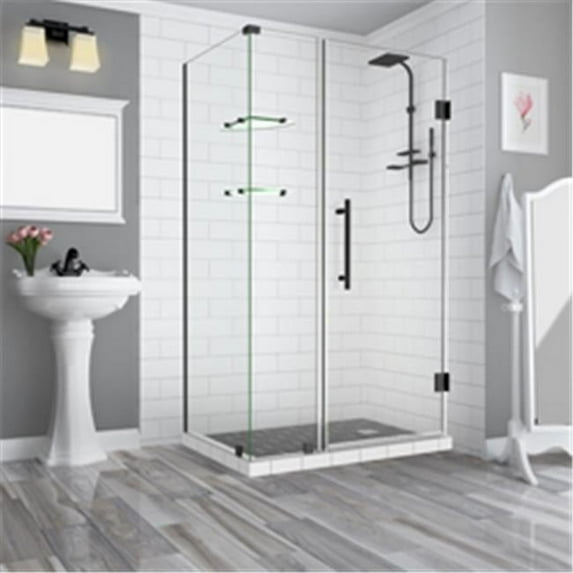Aston SEN962EZ-ORB-603832-10 BromleyGS 59.25-60.25 x 32.375 x 72 in. Frameless Corner Hinged Shower Enclosure with Glass Shelves in Oil Rubbed Bronze