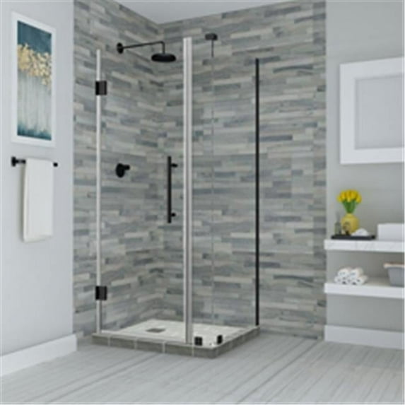 Aston SEN967EZ-ORB-352934-10 Bromley 34.25-35.25 x 34.375 x 72 in. Frameless Corner Hinged Shower Enclosure in Oil Rubbed Bronze
