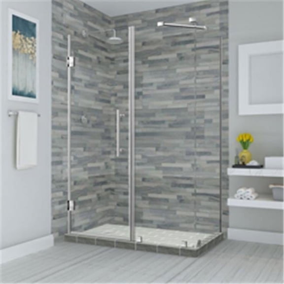 Aston SEN967EZ-SS-483436-10 72 x 47.25-48.25 x 36.375 in. Bromley Frameless Corner Hinged Shower Enclosure - Stainless Steel