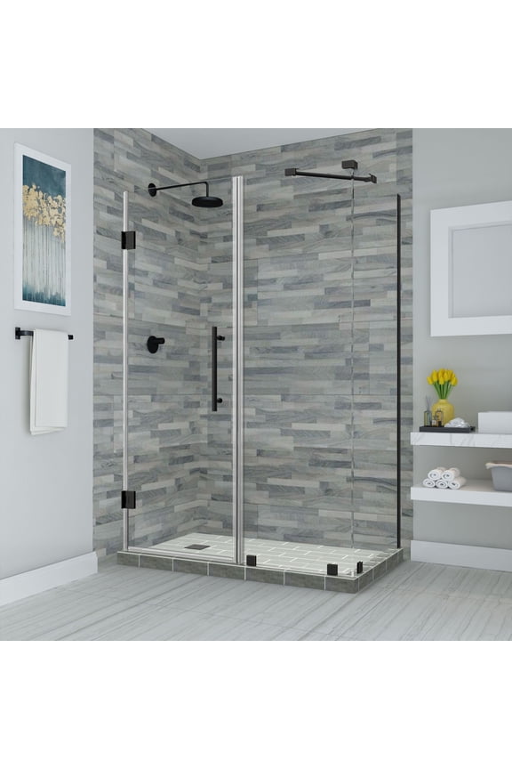 SEN967EZ-MB-612738-10 Bromley 72" High X 61" Wide X 38" Deep Hinged Frameless Shower