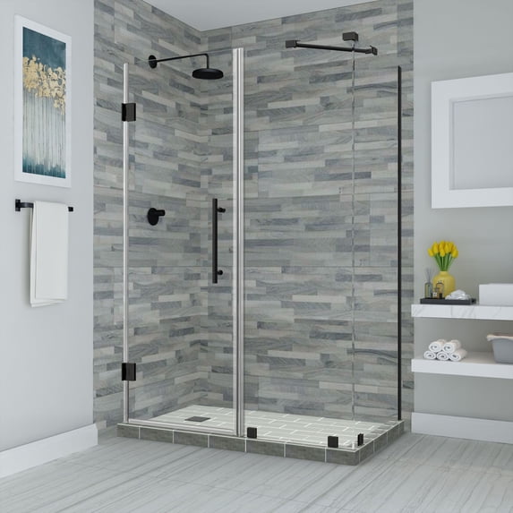 Aston SEN967EZ-MB-683030-10 Bromley 72" High X 68" Wide X 30" Deep Hinged Frameless Shower