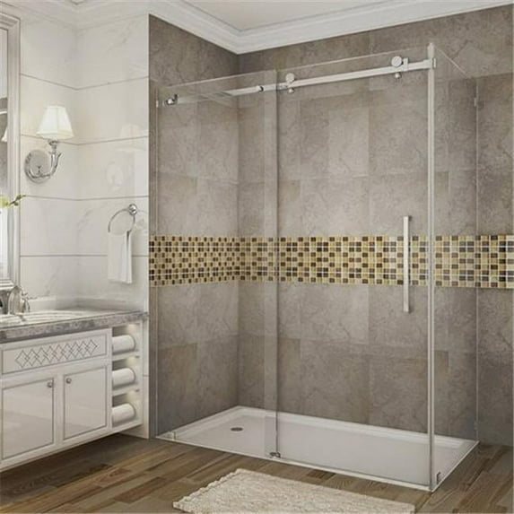AstonGlobal SEN976-CH-60-10 Moselle 60 x 35 x 75 in. Completely Frameless Sliding Shower Door Enclosure in Chrome