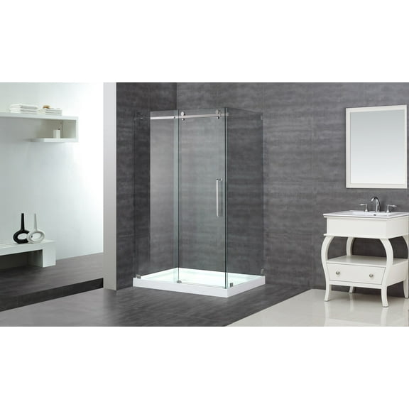 Aston Sen976-Tr-48-10-L 48" X 35" Completely Frameless Shower Enclosure - Chrome