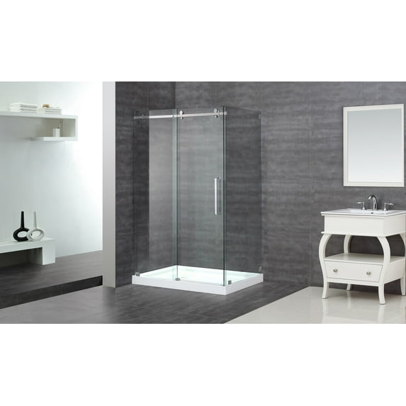 Aston Sen976-Tr-48-10-L 48" X 35" Completely Frameless Shower Enclosure - Stainless Steel