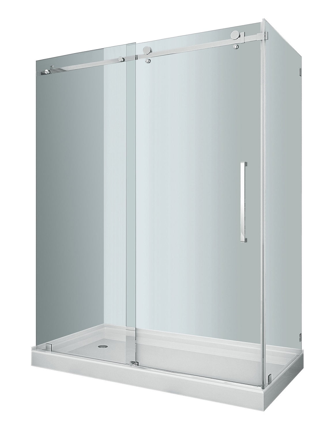 Aston 60" x 35" Frameless Chrome Sliding Shower Enclosure with Base