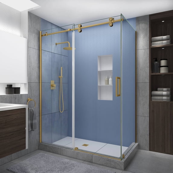 Aston SEN979EZ.UC-BG-523680-R Langham Xl 80" High X 52" Wide X 36" Deep Sliding Frameless