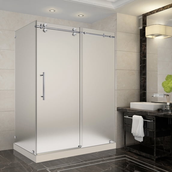 Aston SEN979F-TR-SS-48-10-R Langham 48" Wide X 77-1/2" High Frameless Sliding Shower