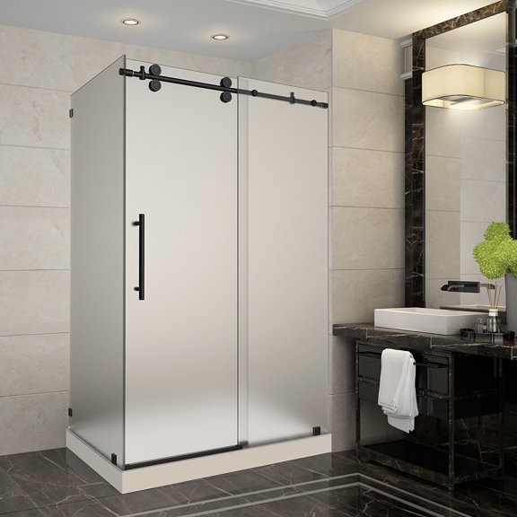 Aston SEN979F-TR-ORB-48-10-R Langham 48" Wide X 77-1/2" High Frameless Sliding Shower