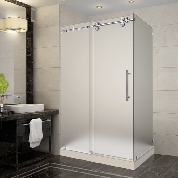 Aston SEN979F-TR-SS-60-10-L Langham 60" Wide X 77-1/2" High Frameless Sliding Shower