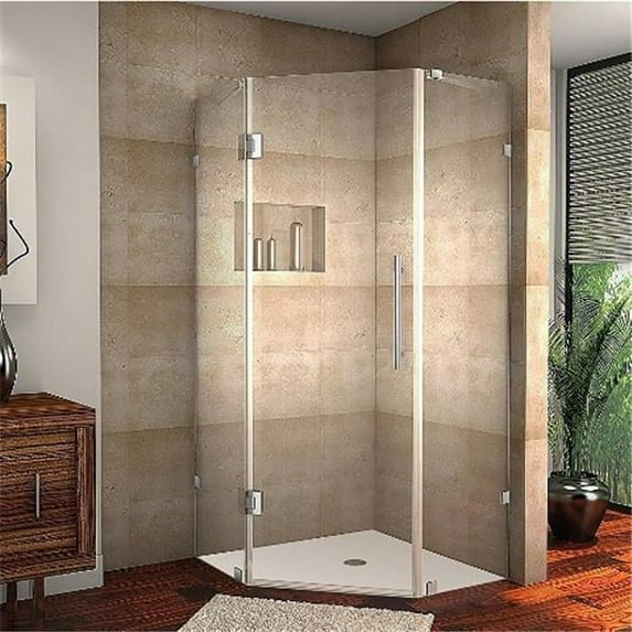 AstonGlobal SEN986-SS-34-10 Neoscape 34 x 34 in. 72 in Completely Frameless Neo - Angle Shower Enclosure in Stainless Steel