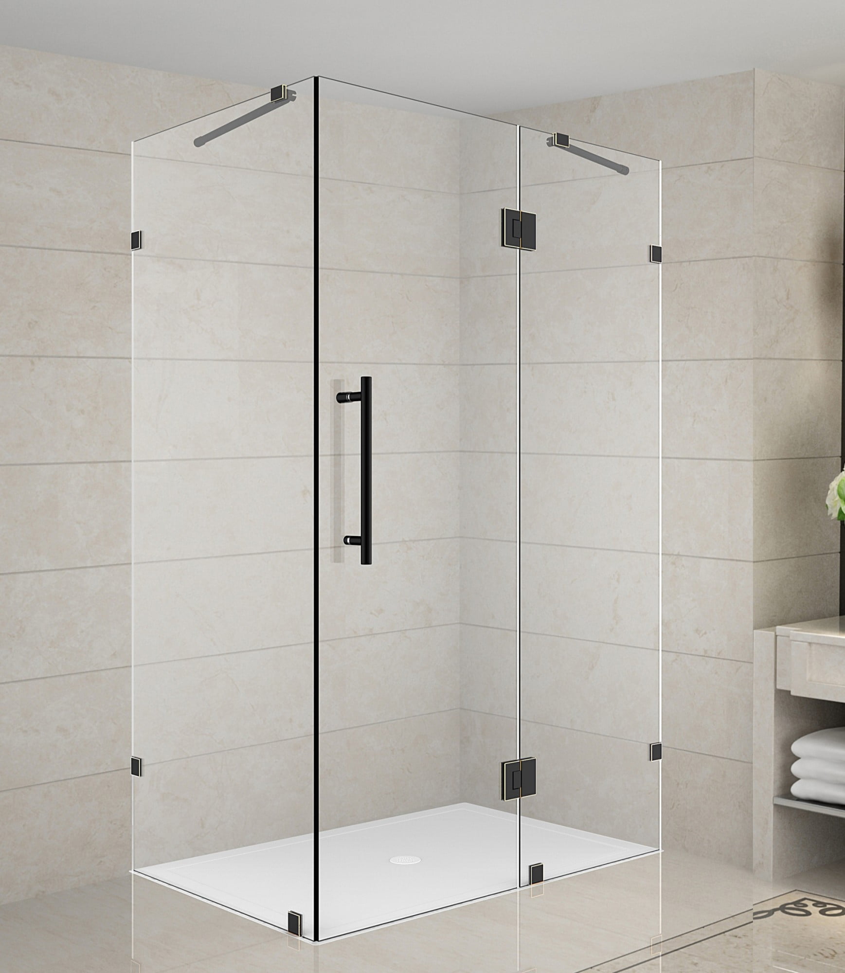 Avalux Oil Rubbed Bronze Frameless Clear Glass Pivot Shower Enclosure