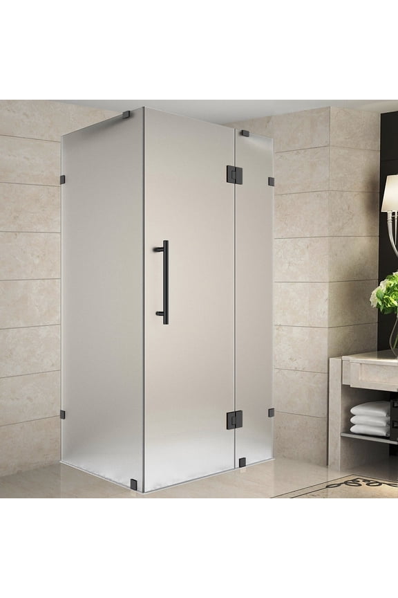 SEN987F-MB-3438-10 72" High X 34" Wide X 38" Deep Hinged Frameless Shower Enclosure