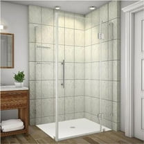 AstonGlobal SEN992-CH-4032-10 Avalux 40 x 32 x 72 in. Completely Frameless Shower Enclosure with Glass Shelves in Chrome