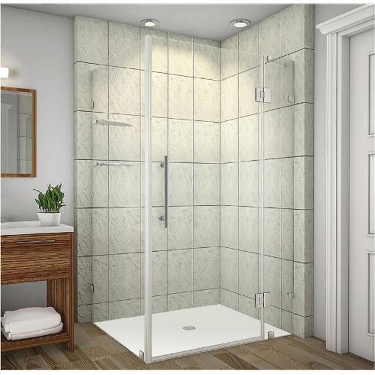 Avalux GS 40" x 34" Frameless Clear Glass Shower Enclosure with Chrome Hardware