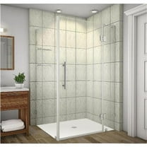 AstonGlobal SEN992-SS-4834-10 Avalux 48 x 34 x 72 in. Completely Frameless Shower Enclosure with Glass Shelves in Stainless Steel