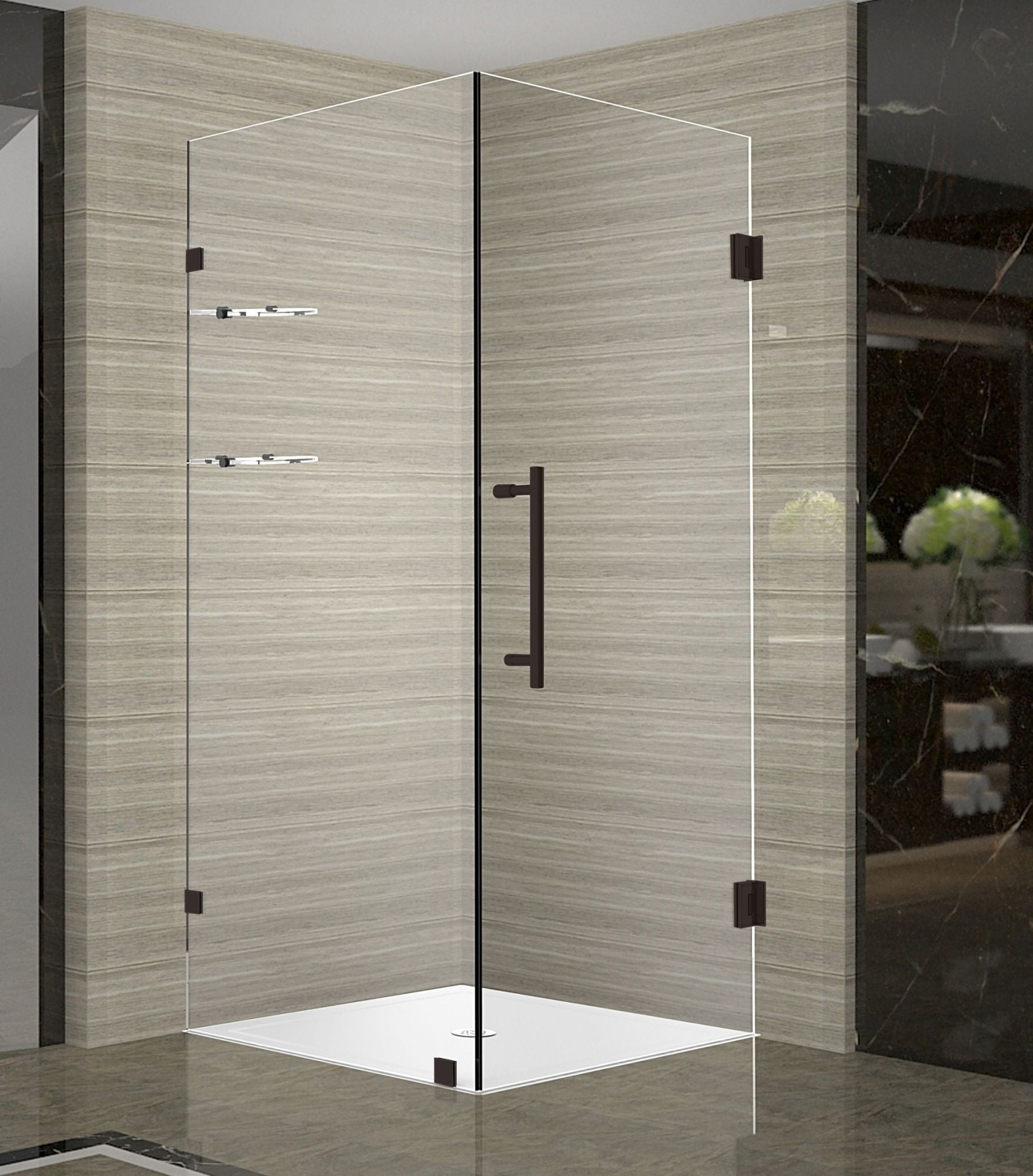 Aquadica GS Bronze Frameless 32" x 72" Hinged Shower Enclosure