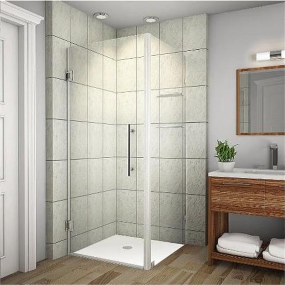 AstonGlobal SEN993-CH-38-10 Aquadica 38 x 38 x 72 in. Completely Frameless Square Shower Enclosure with Glass Shelves in Chrome
