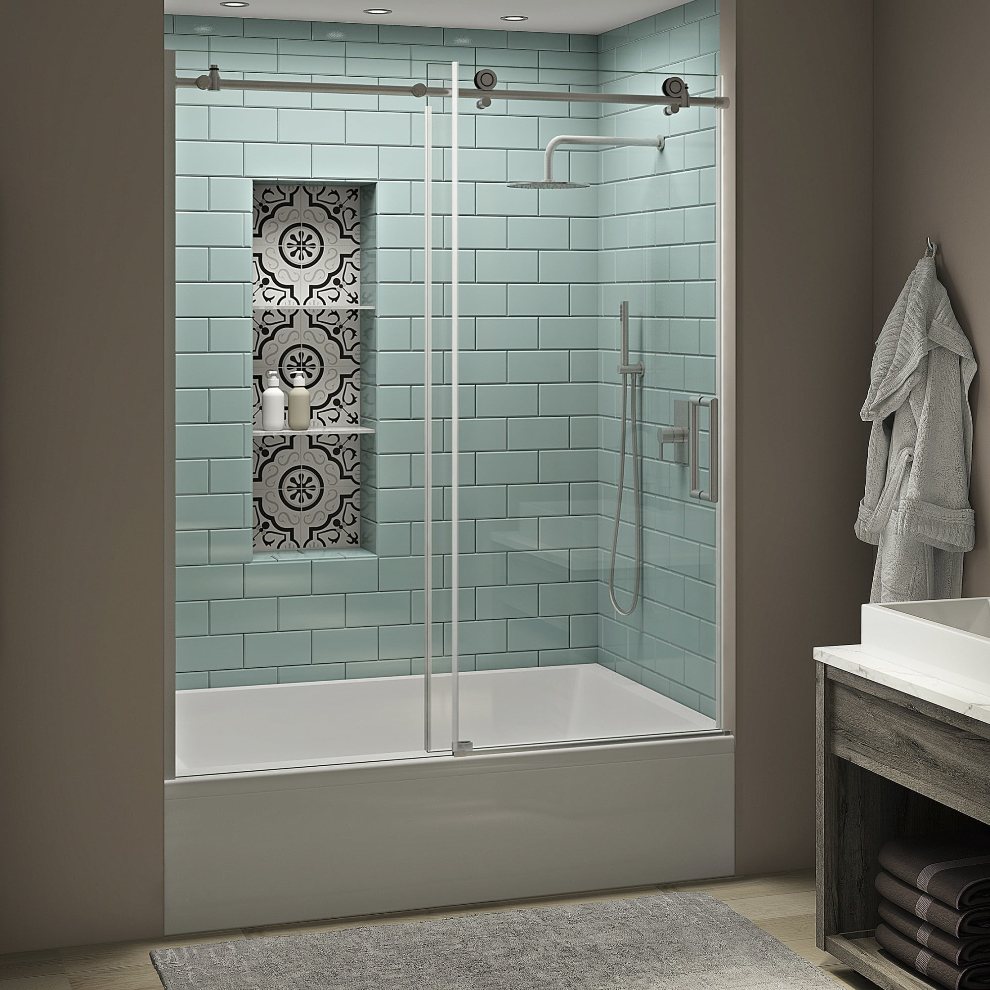 Coraline XL 70" High x 60" Wide Frameless Sliding Tub Door