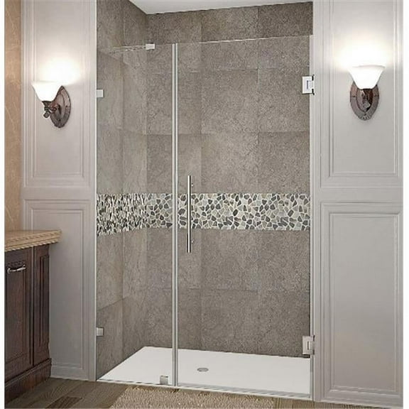 AstonGlobal SDR985-SS-37-10 Nautis 37 x 72 in. Completely Frameless Hinged Shower Door in Stainless Steel
