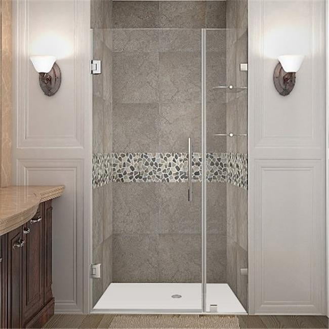 Nautis GS Frameless Clear Glass Hinged Shower Door with Shelves