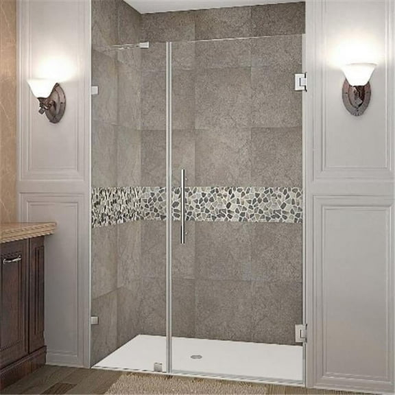 AstonGlobal SDR985-SS-43-10 Nautis 43 x 72 in. Completely Frameless Hinged Shower Door in Stainless Steel