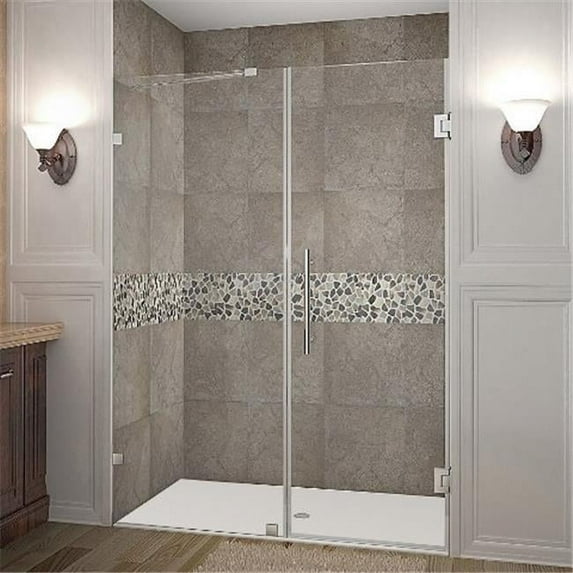 AstonGlobal SDR985-SS-53-10 Nautis 53 x 72 in. Completely Frameless Hinged Shower Door in Stainless Steel