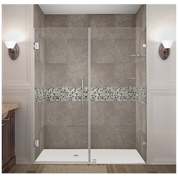 Aston Nautis GS 63 x 72-inch Completely Frameless Hinged Shower Door With Glass Shelves