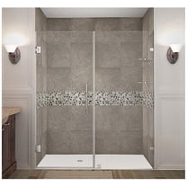 AstonGlobal SDR990-CH-67-10 Nautis 67 x 72 in. Completely Frameless Hinged Shower Door with Glass Shelves in Chrome