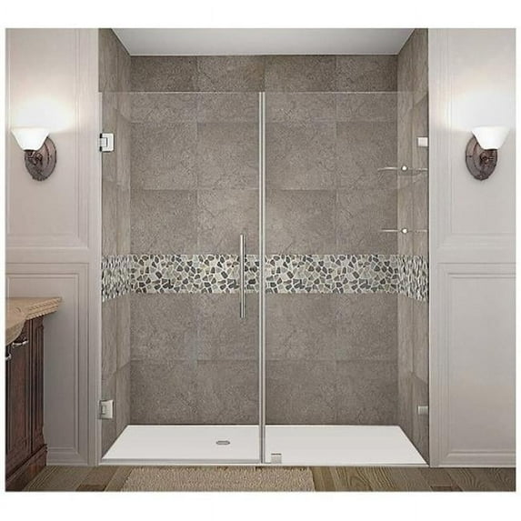 AstonGlobal SDR990-CH-70-10 Nautis 70 x 72 in. Completely Frameless Hinged Shower Door with Glass Shelves in Chrome