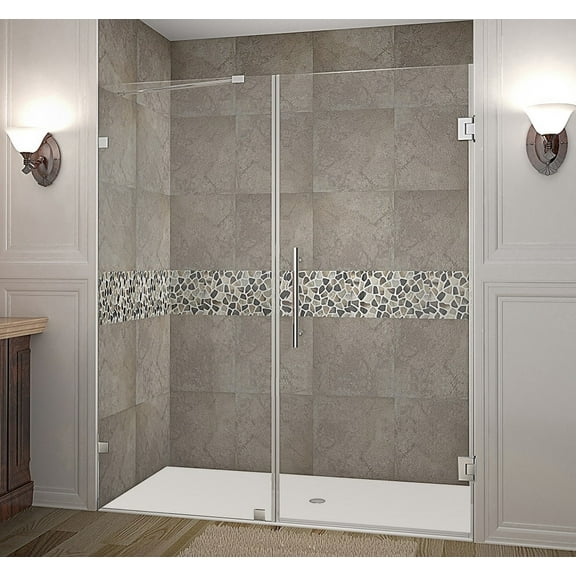 Aston Sdr985-71-10 Nautis 71" Wide X 72" High Frameless Hinged Shower Door - Stainless