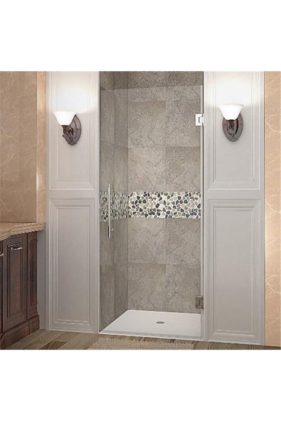 Global SDR995-SS-26-10 Cascadia 26 x 72 in. Completely Frameless Hinged Shower Door in Stainless Steel