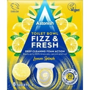 Astonish Foaming Lemon Splash Fizz & Fresh Bathroom Cleaner, Foaming Tablets with Limescale, Calcium & Rust Stain Remover, Lemon, 8 Count