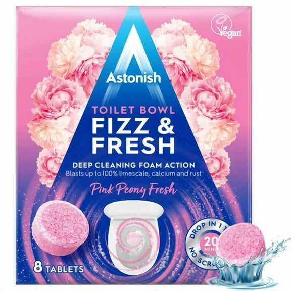 Astonish Foaming Pink Peony Toilet Bowl Cleaner Tablets 8 Count Deep Cleaning