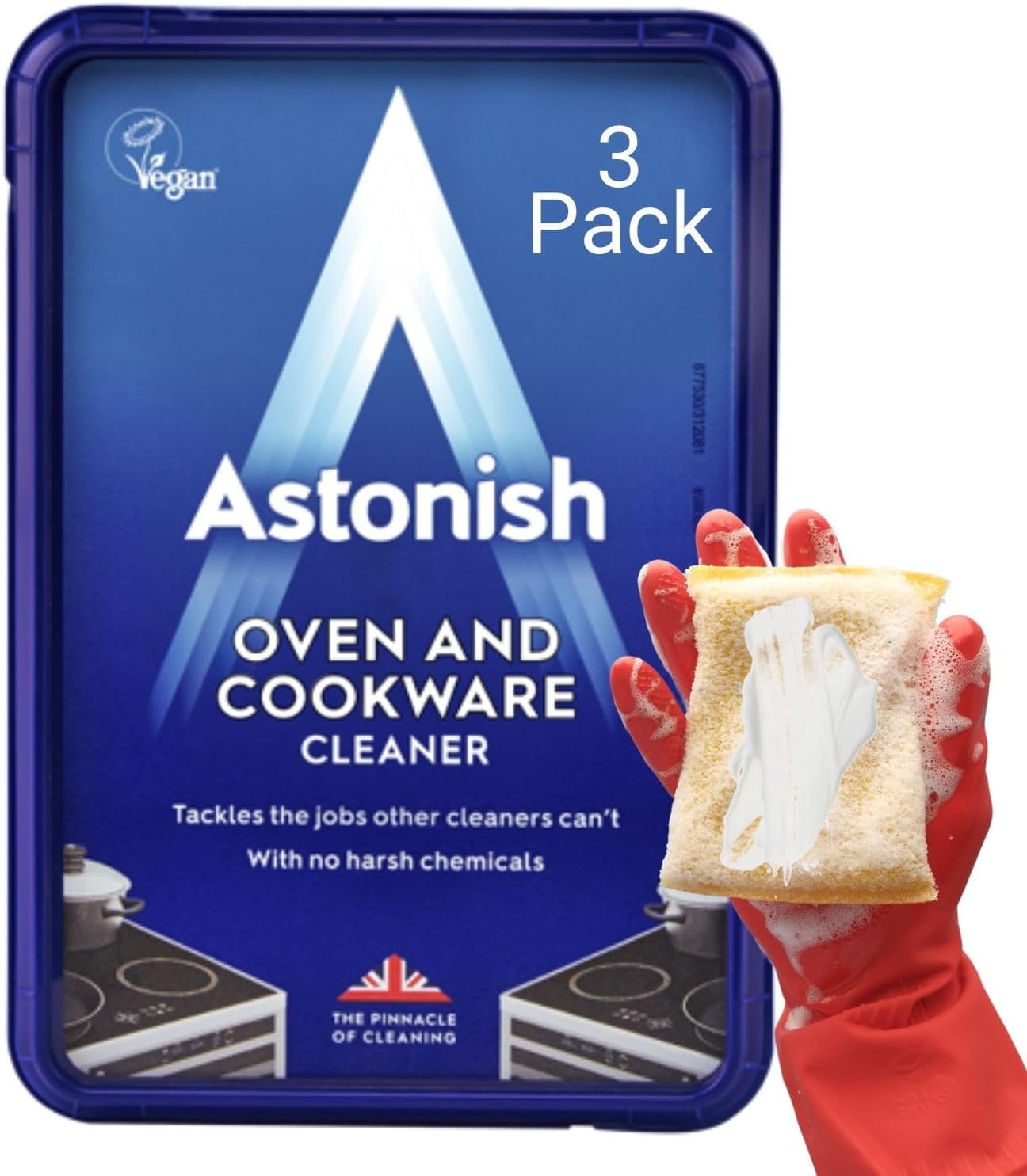Astonish Oven & Cookware Cleaning Paste For Glass, Appliances, Ceramics, Stovetop & Pyrex - All Purpose Kitchen Cleaner - Stainless Steel Degreaser Removes Baked On Grease & Grime, 150g Tub (3 Pack)