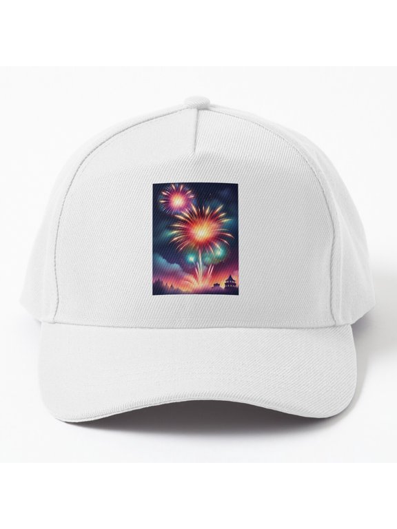 Astonishing New Year's Fireworks Baseball Hat, Holiday Celebration Graphic Design Cap