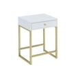 thumbnail image 1 of ACME Coleen 1-Drawer Metal Tube End Table in White and Brass, 1 of 3