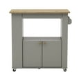 thumbnail image 1 of Astor 35" Kitchen Wood Storage Serving Cart - Brown Oak, Grey, 1 of 7