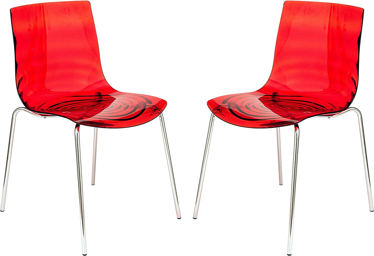 Astor Transparent Red Acrylic Dining Chair with Metal Legs