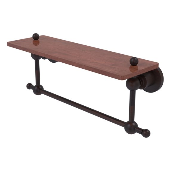 Astor Place 16'' Solid IPE Ironwood Shelf with Towel Bar in Venetian Bronze