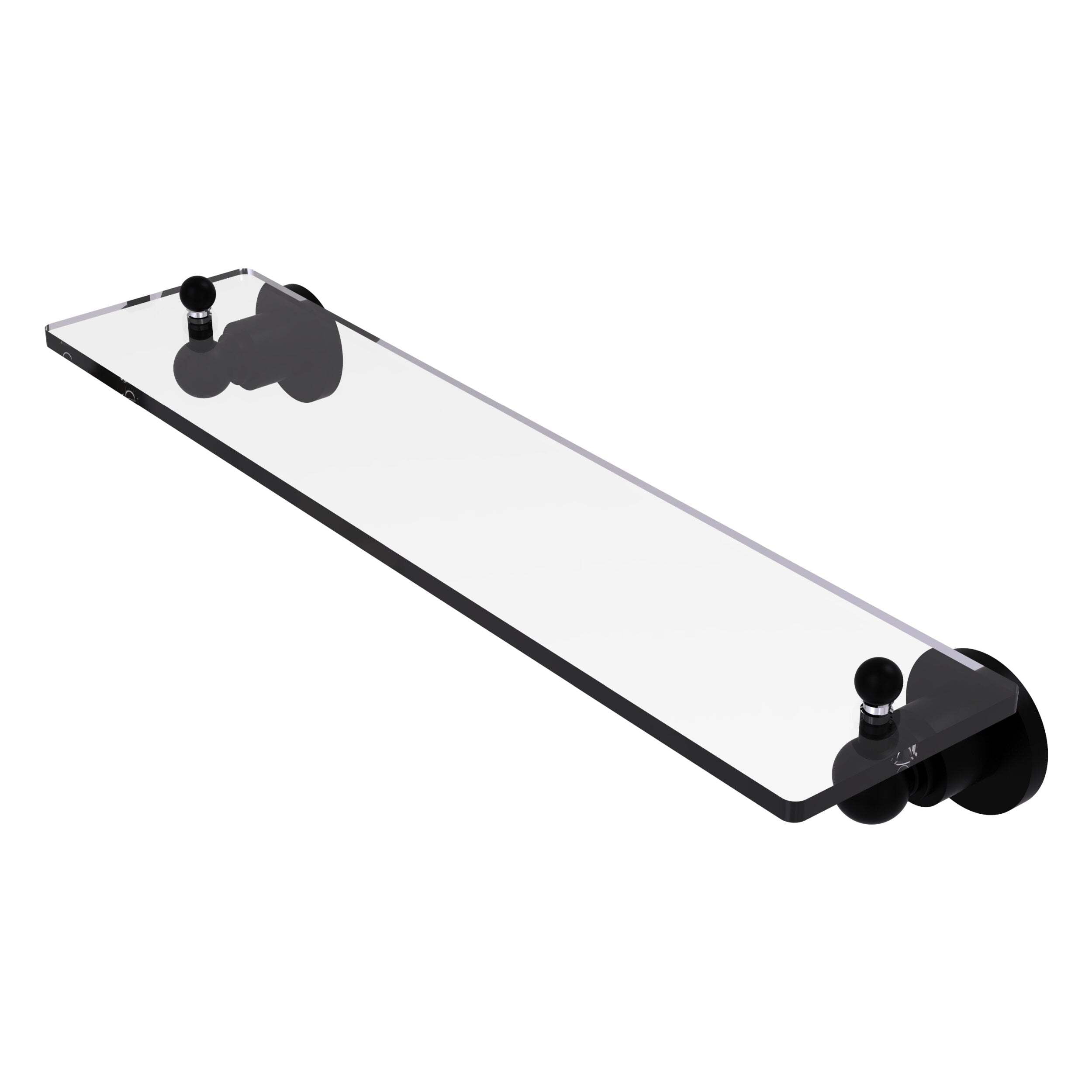 Astor Place 22 inch Glass Vanity Shelf with Beveled Edges in Matte White Astor Place 22 inch Glass Vanity Shelf with Beveled Edges in Matte White