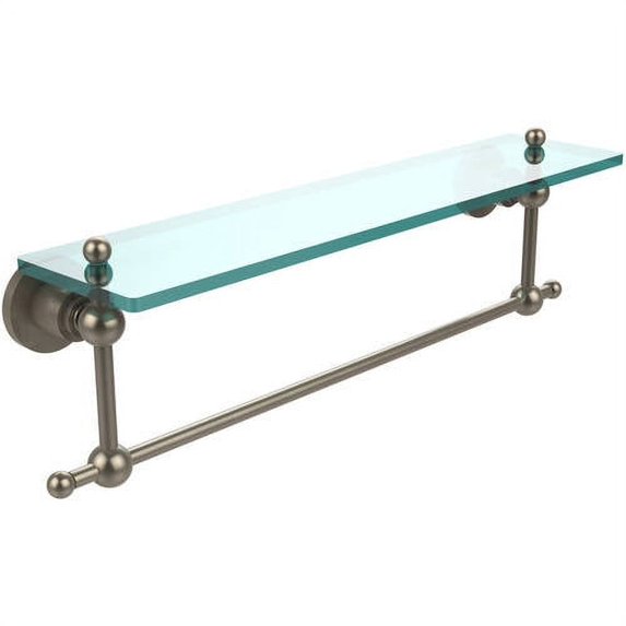 Astor Place 22-in Glass Vanity Shelf with Integrated Towel Bar in Antique Pewter