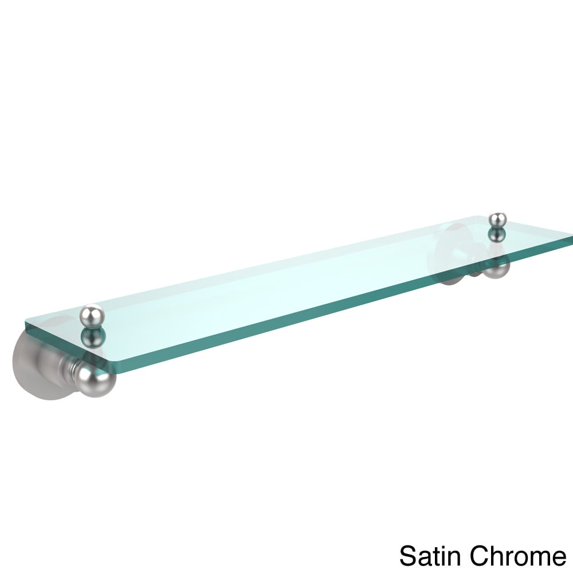 Astor Place Vanity Glass Shelf with Beveled Edges - Satin Chrome / 22 Inch