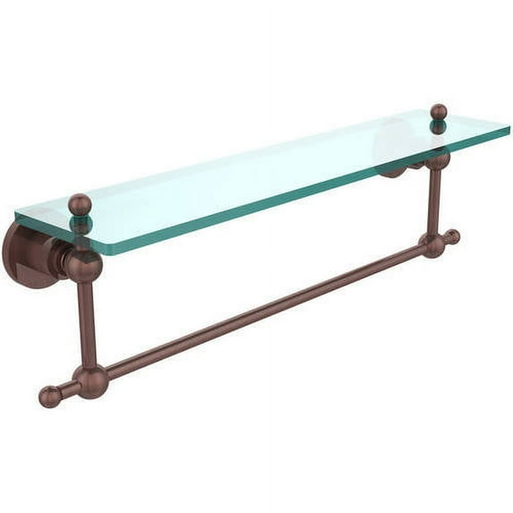 Astor Place Vanity Glass Shelf with Integrated Towel Bar - Antique Copper / 22 Inch