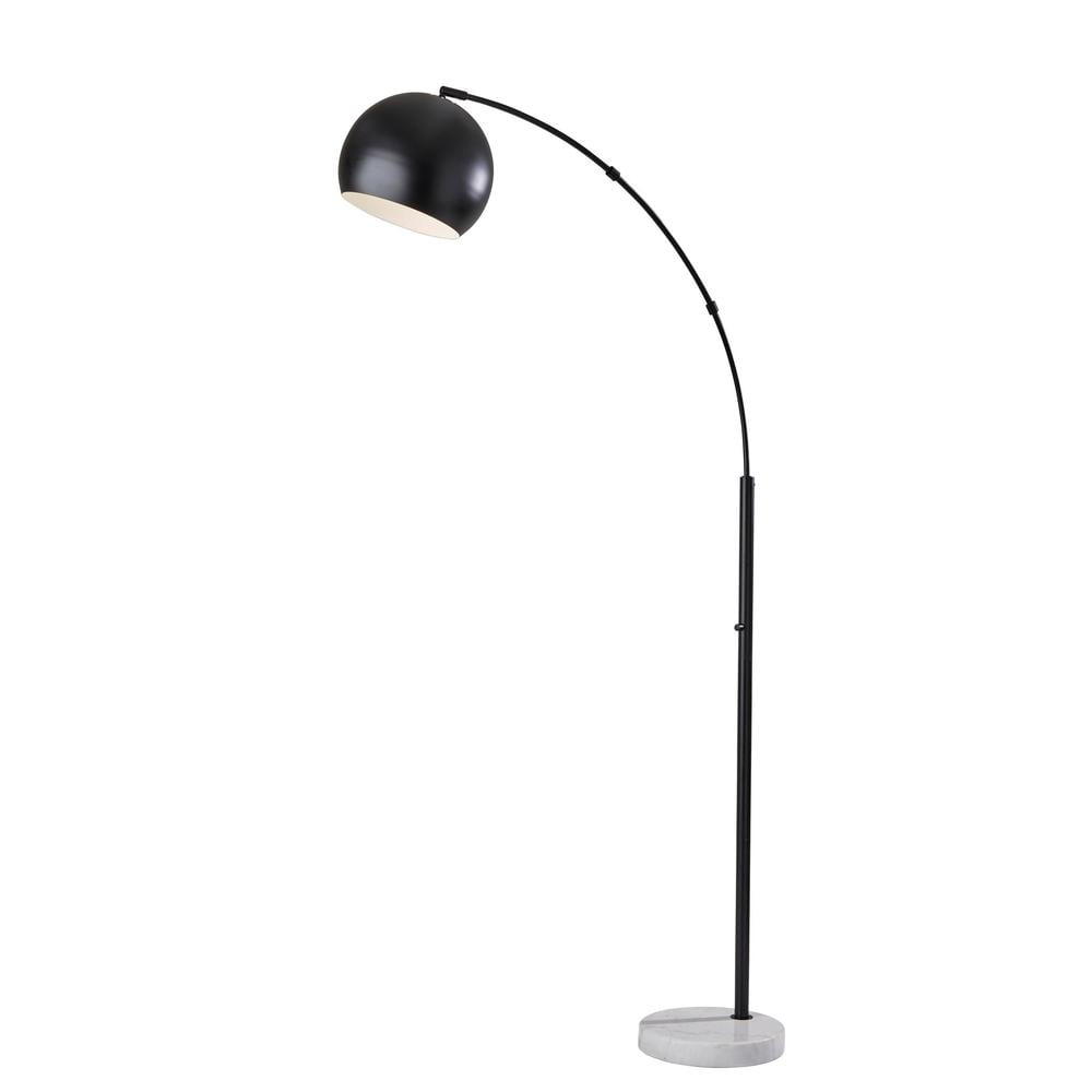 Astoria Modern Black Arc Floor Lamp with Marble Base