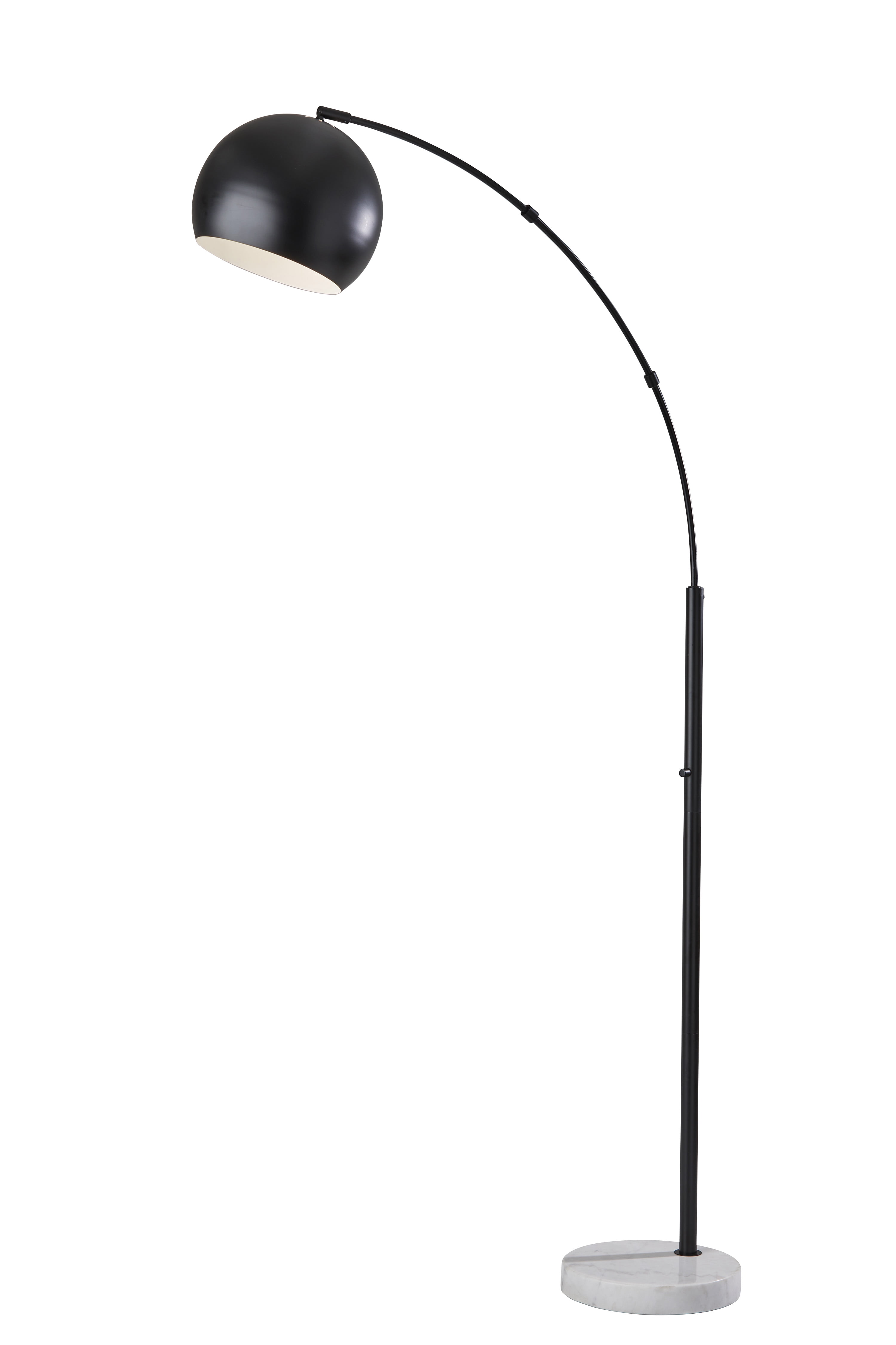 Astoria Modern Black Arc Floor Lamp with Marble Base